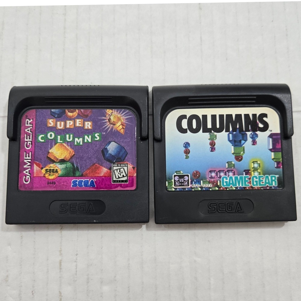 Vintage 1990 1995 Sega Game Gear Columns and Super Columns 2 Game Lot Tested